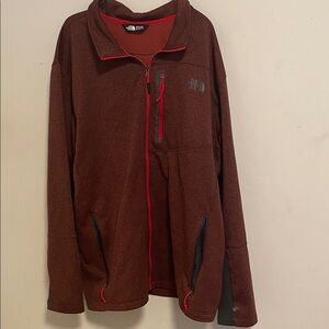 The North Face Men's Brown Jacket with Red Trim